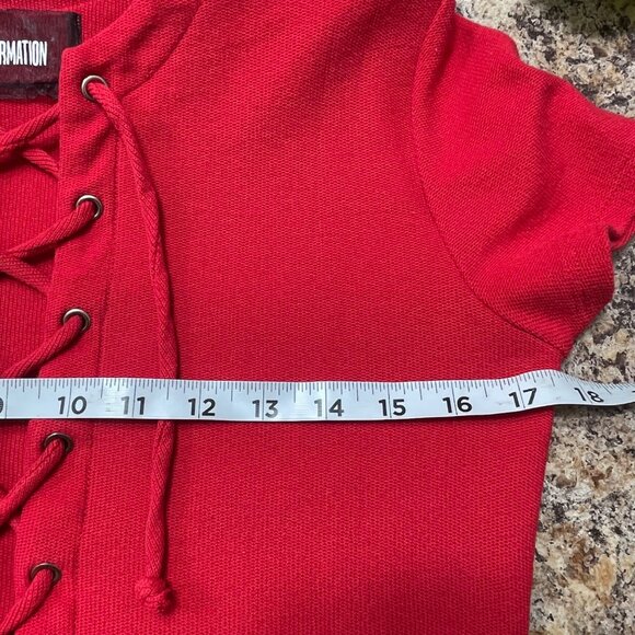 Reformation Caroline Lace-Up Neck Short-Sleeve Mini Dress in Red Size XS - Picture 12 of 13